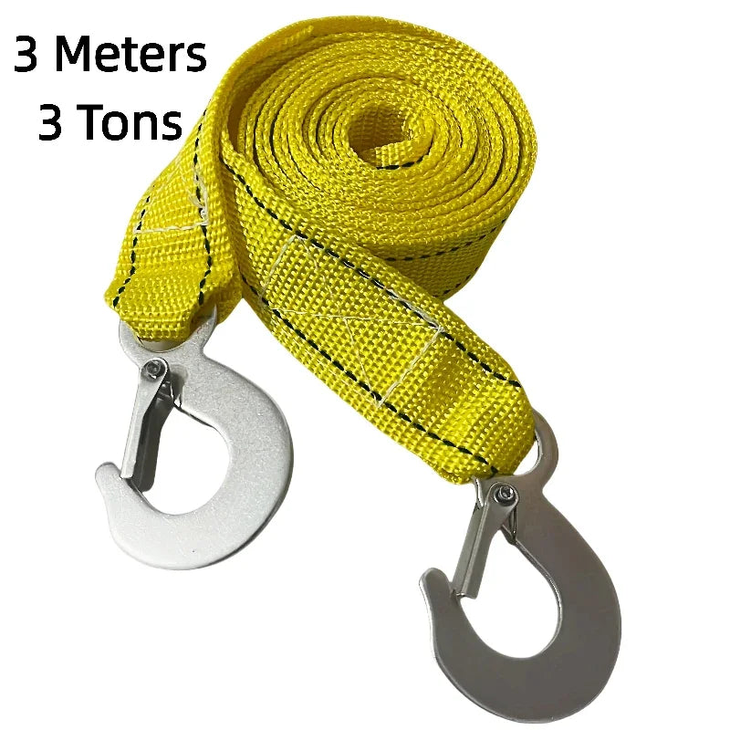 1 Pcs 3M/4M Car Tow Cable Heavy Duty 3Ton/5Ton Trailer Rope Towing Pull Rope Strap Hooks Van Road Recovery Car Accessories