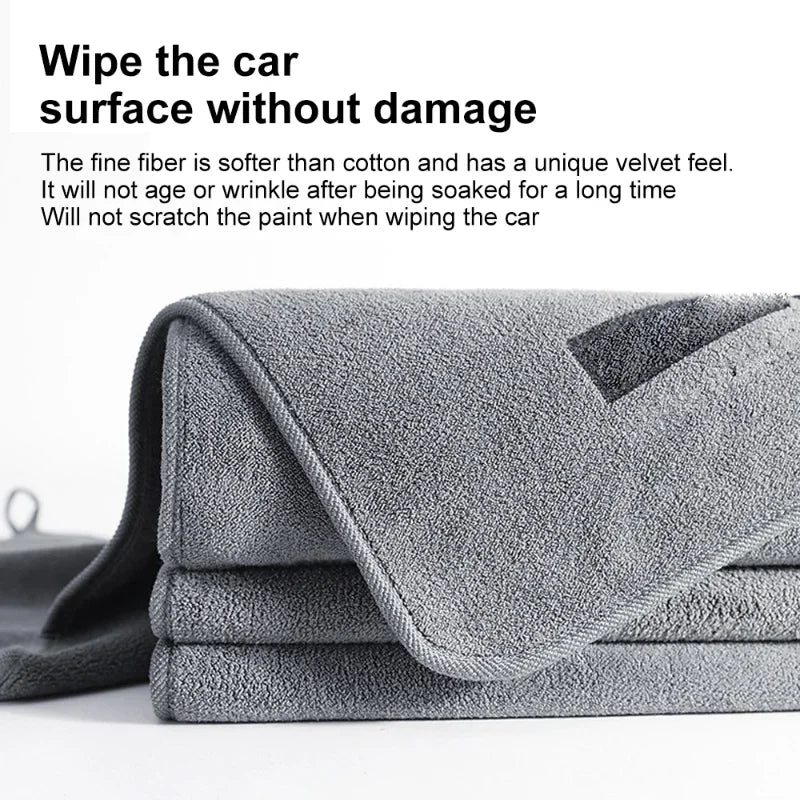 Serviette de lavage auto en microfibre, douce et absorbante, pour carrosserie, double couche, épaisse et moelleuse, idéale pour le nettoyage et le polissage.