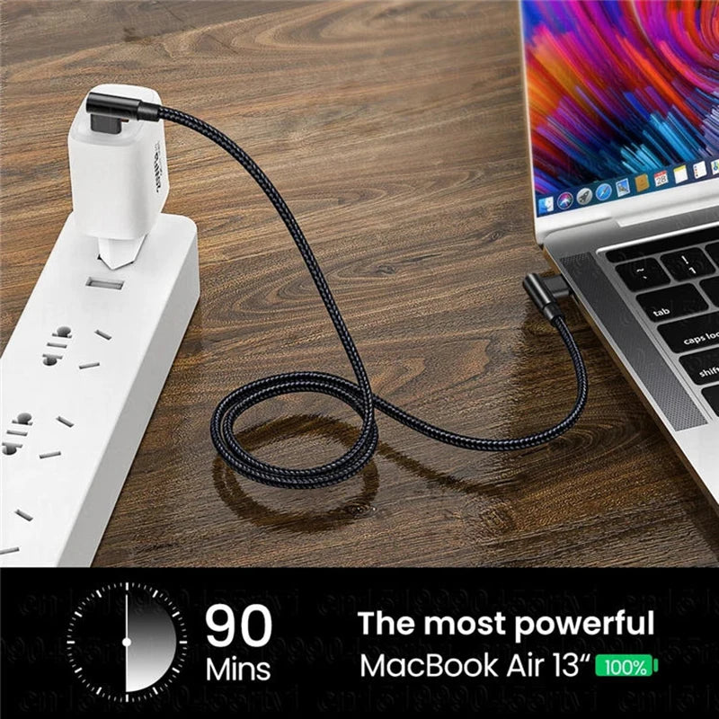 100-W-USB-C-auf-USB-C-PD-Schnellladekabel mit 90°-Winkelstecker für iPhone 15 Pro Max, Xiaomi, Huawei, MacBook und iPad