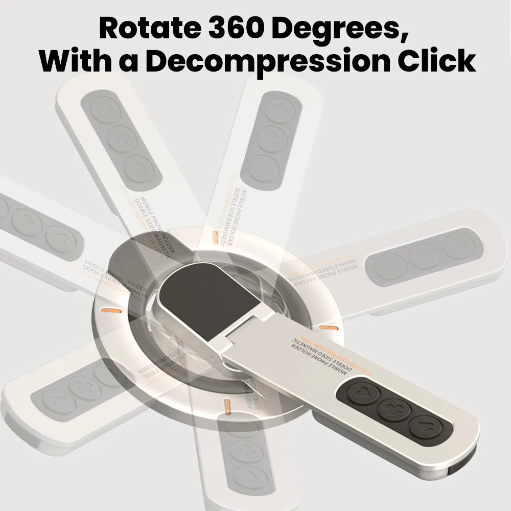 3-in-1 Magnetic Finger Ring Holder Rotate Double-Sided Magnetic Phone Stand for iPhone 17 16 15 14 13 12 MagSafe