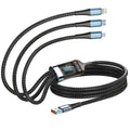 100-W-Schnellladekabel, Mehrfachladekabel, nylonummantelt, universelles 3-in-1-Ladekabel mit USB-Anschluss und USB-C-/Micro-USB-Anschluss