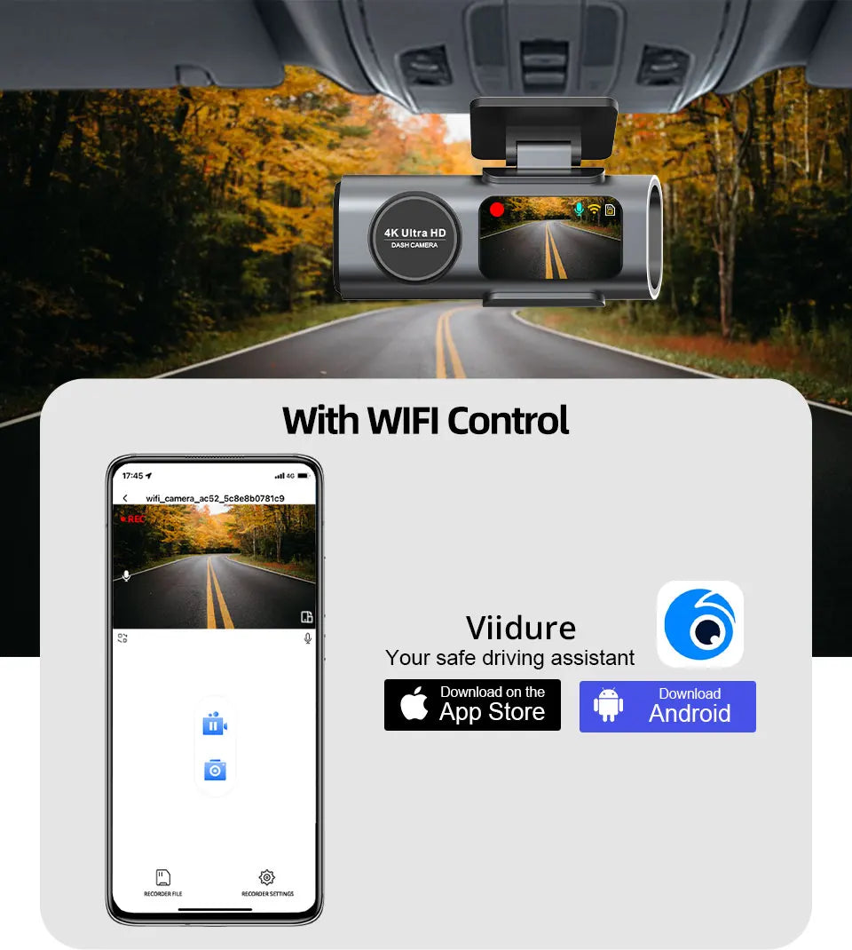 4K Wi-Fi Dash Cam with Parking Mode