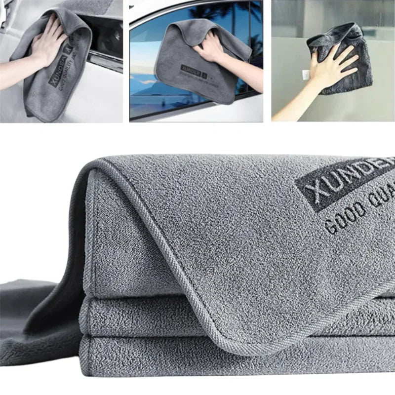 Serviette de lavage auto en microfibre, douce et absorbante, pour carrosserie, double couche, épaisse et moelleuse, idéale pour le nettoyage et le polissage.