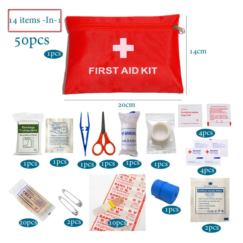 50pcs Car Emergency First Aid Kit for Travel & Family