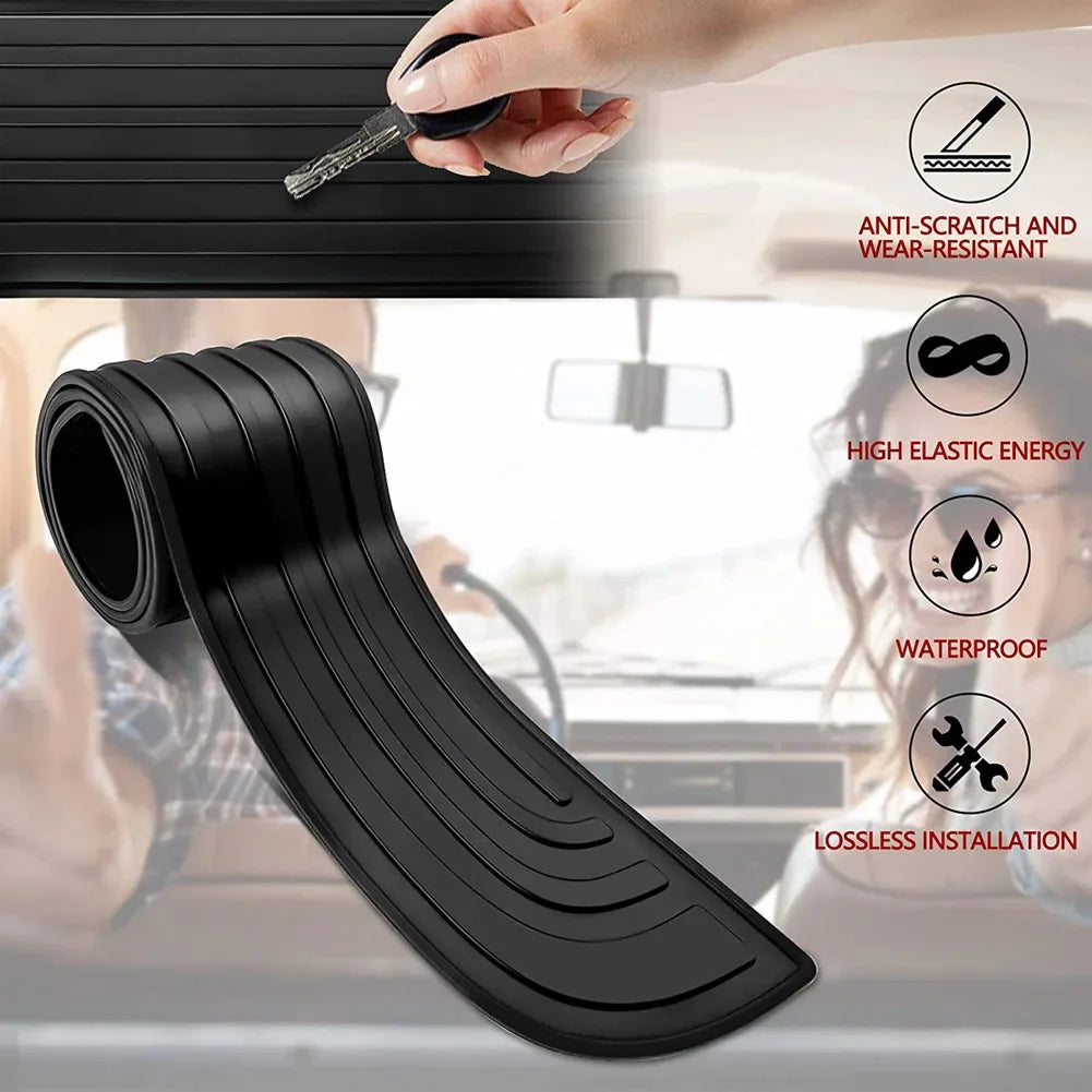 Car Trunk Door Sill Protector - Universal Rear Bumper Guard Anti-Scratch Rubber Strip