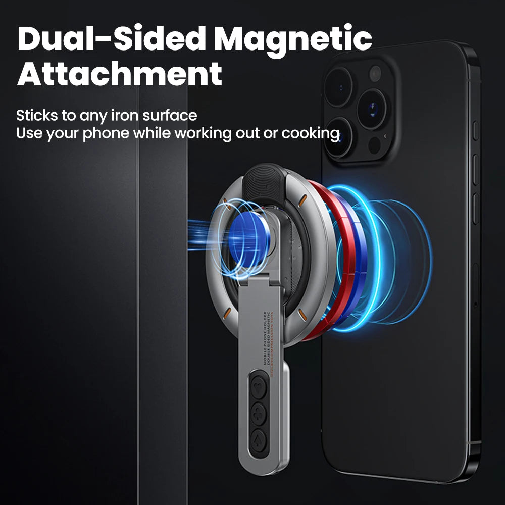 3-in-1 Magnetic Finger Ring Holder Rotate Double-Sided Magnetic Phone Stand for iPhone 17 16 15 14 13 12 MagSafe