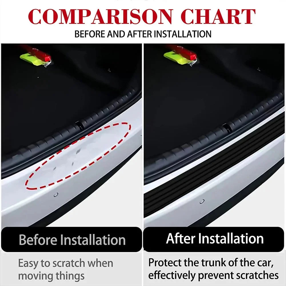 Car Trunk Door Sill Protector - Universal Rear Bumper Guard Anti-Scratch Rubber Strip