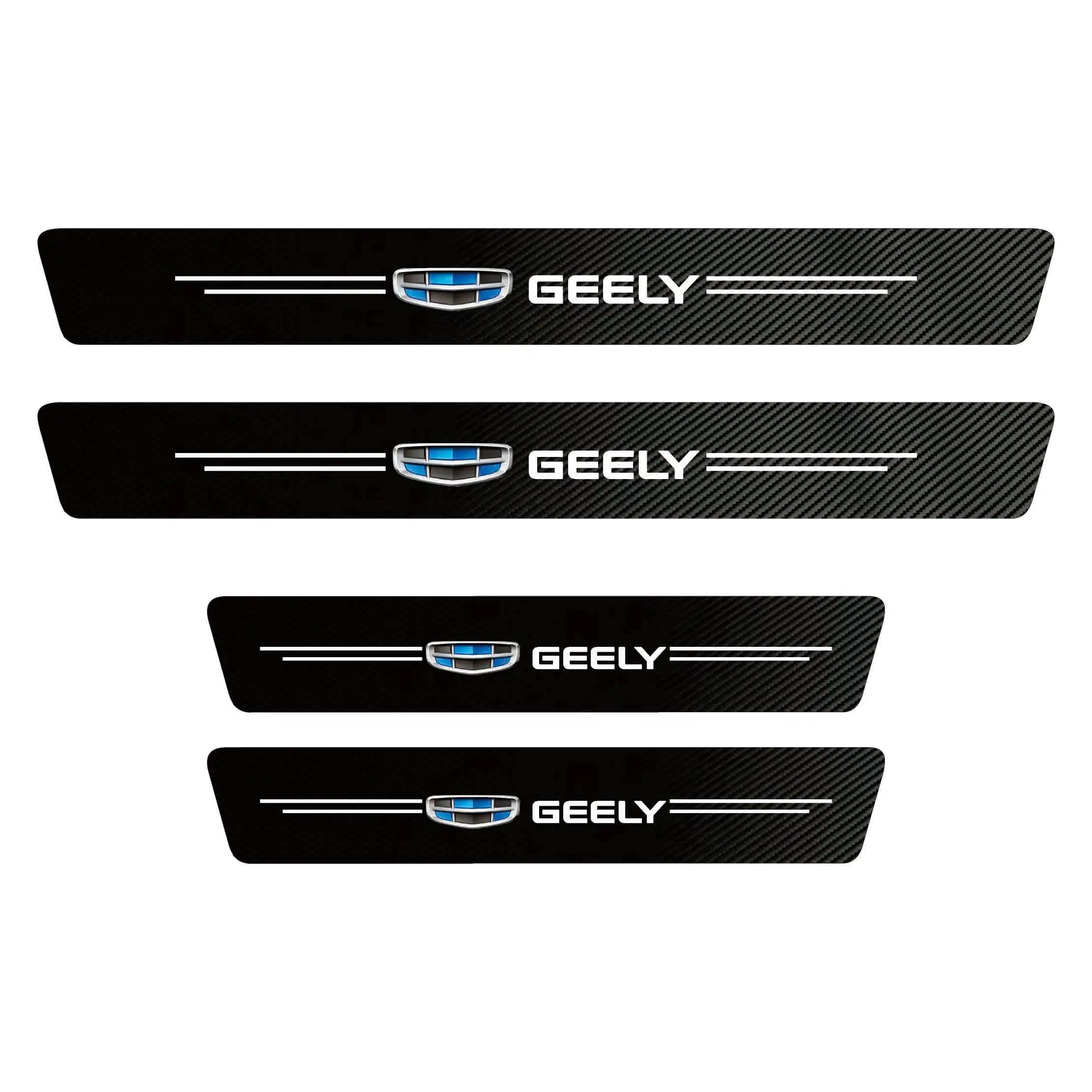 1/4/5Pcs Leather Car Door Sill Protector Carbon Fiber Sill Strip For Geely Coolray Geometry GX3 Emgrand EC7 Binray Panda Tugella
