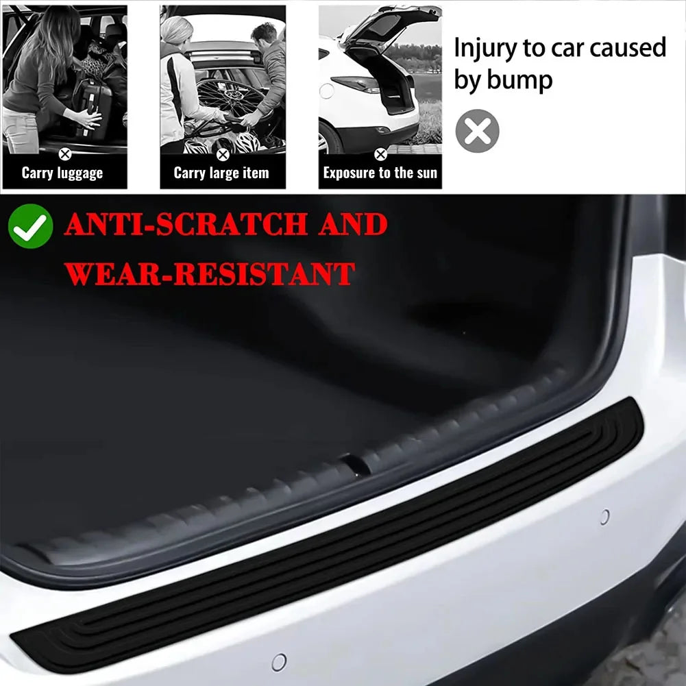 Car Trunk Door Sill Protector - Universal Rear Bumper Guard Anti-Scratch Rubber Strip