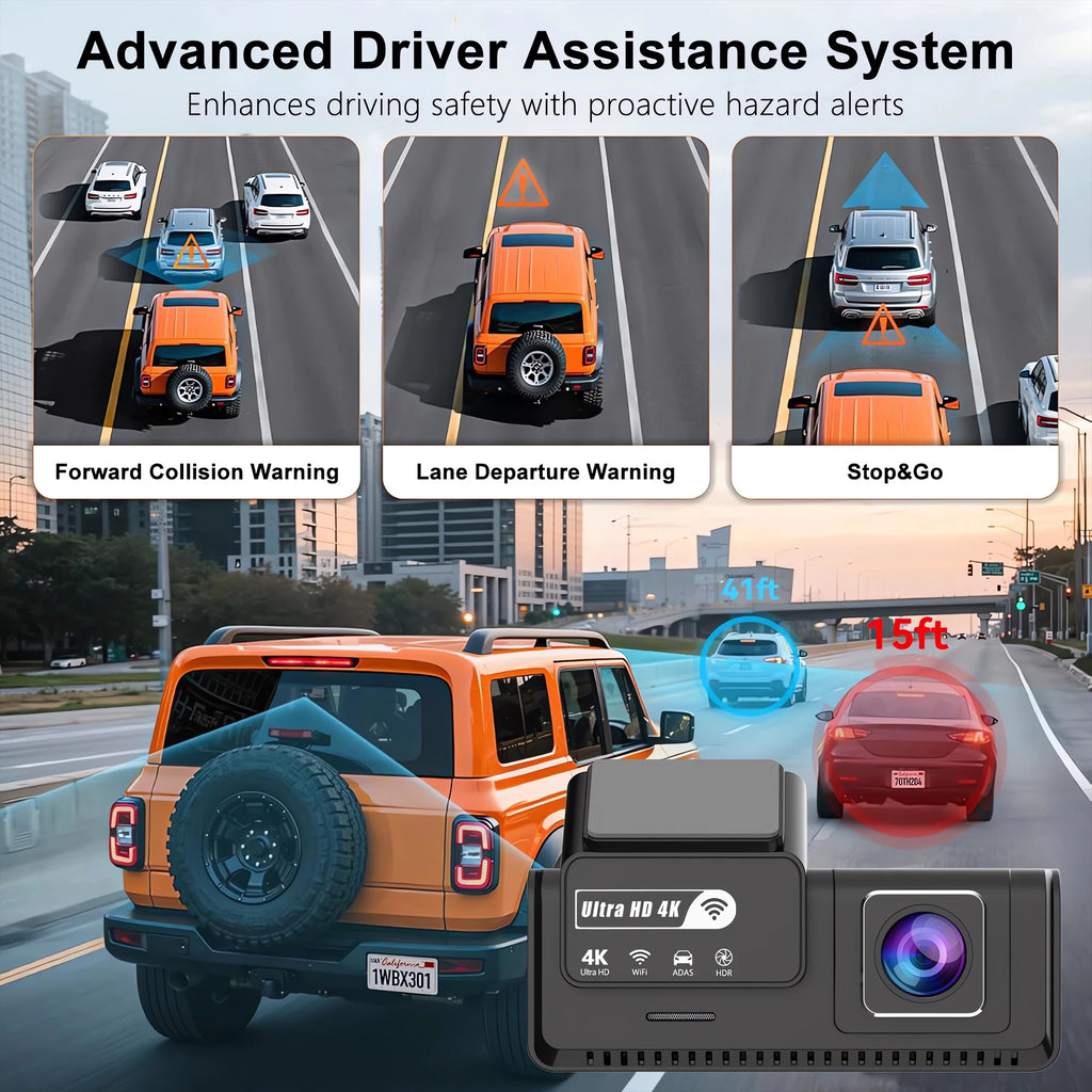 4K GPS Dash Cam with Wi-Fi & Night Vision