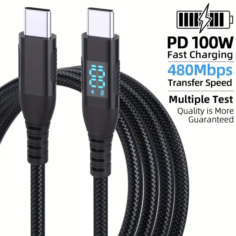 1M 2M 3M USB C to Type C Fast charger Cord Nylon Braided 5A max Fast charging for iPhone 15 16 for Android Power Cord