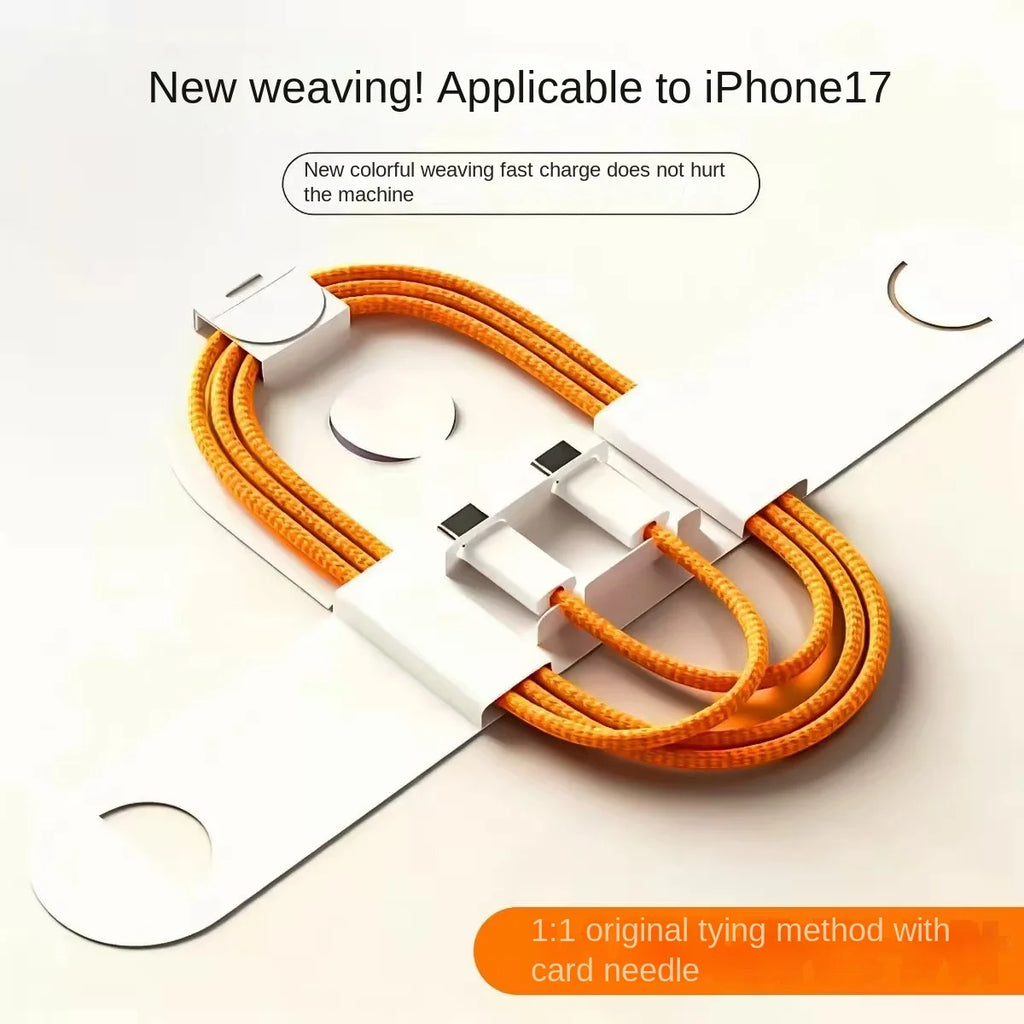 Câble USB C vers USB C 60W PD Charge Rapide Tressé en Nylon Orange Câble de Charge Type C pour MacBook, iPad, Samsung