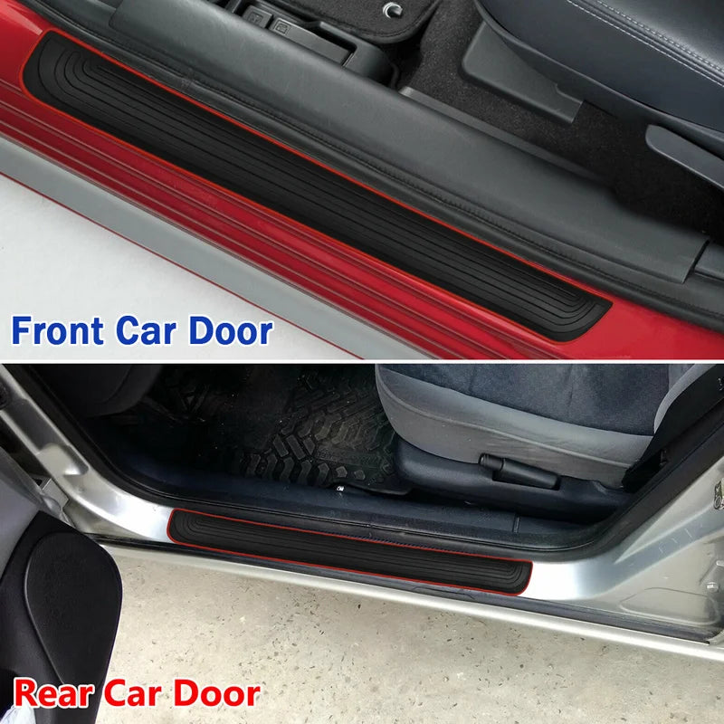 4-Piece Rubber Car Door Sill Protectors - Anti-Scratch Guards for Universal Fit