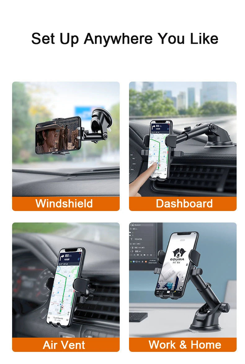 Support universel à ventouse pour téléphone de voiture 2026 - Fixation à 360° sur pare-brise et tableau de bord - Compatible avec les smartphones de 4 à 7 pouces