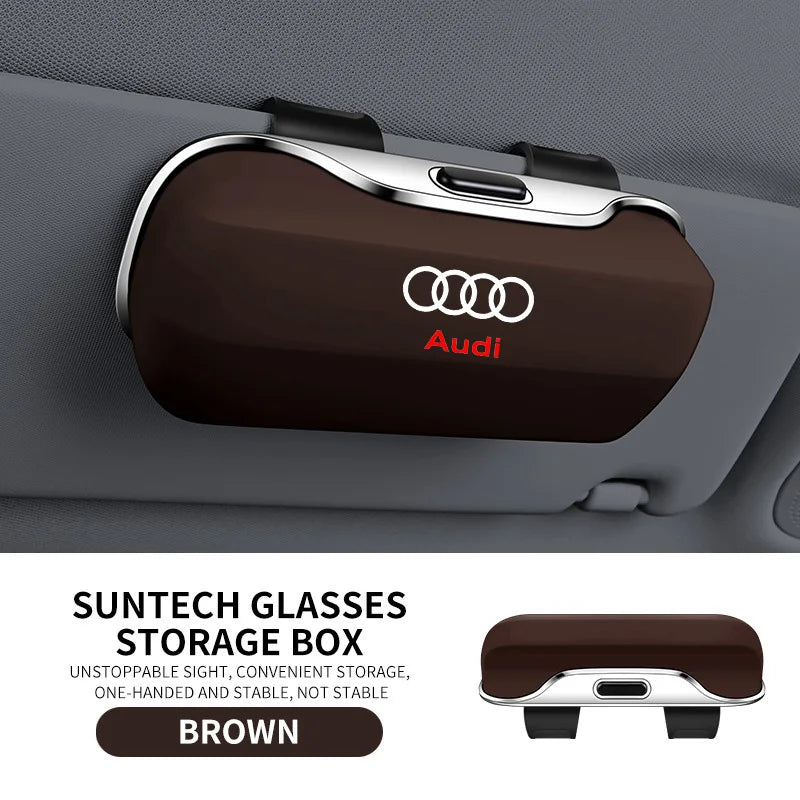 Audi Car Glasses Case - Sun Visor Eyewear Holder for Sunglasses Storage