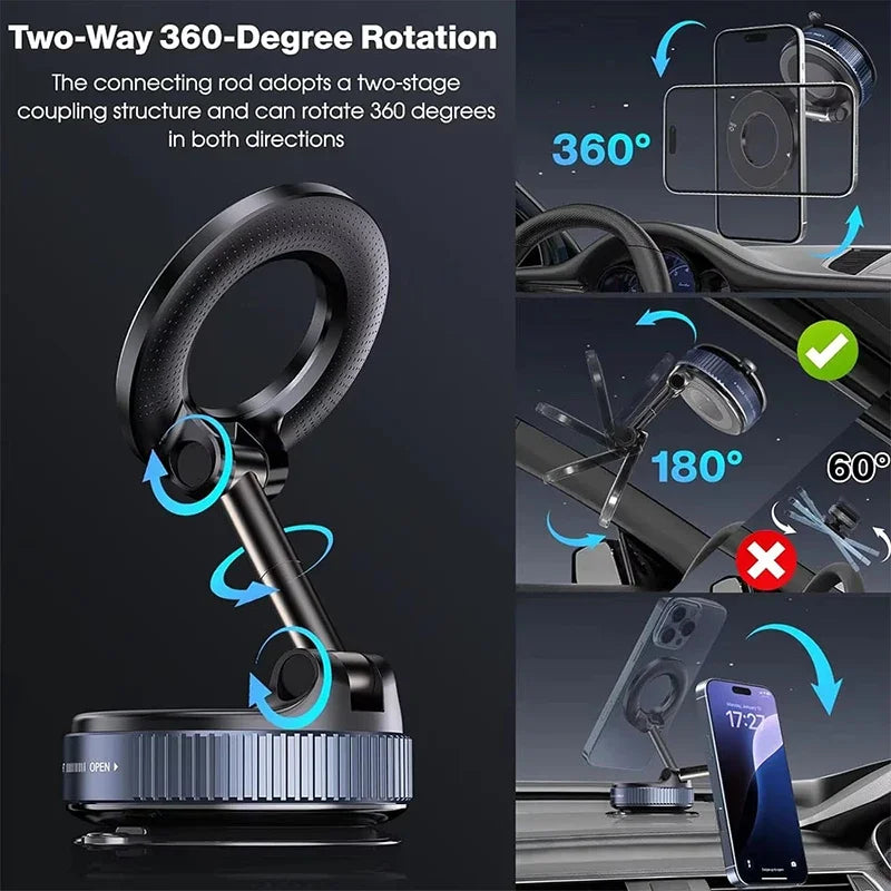 Vacuum Magnetic Car Phone Holder 360°